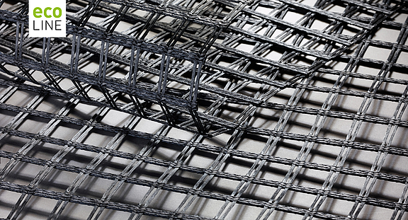 Pieza de muestra Fortrac eco Muestra ecológica Fortrac negra de PET reciclado