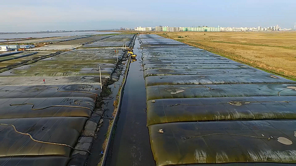 Relleno de lodos personalizable con mangueras de deshidratación SoilTain Cantidad de llenado flexible con mangueras de desagüe SoilTain