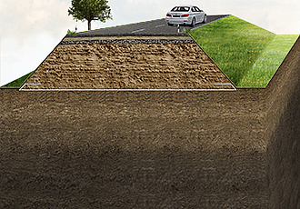 Estabilización de la base de la presa con geotextil Geotextil para el refuerzo de la base de la presa